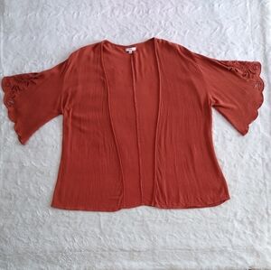 Maurices Crinkle Cut Out Sleeve Open Front Top